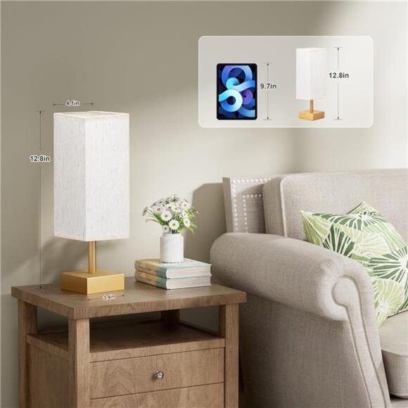 New Gold Small Table Lamp - Bedside Lamp for Bedroom, Minimalist - Picture 2 of 6